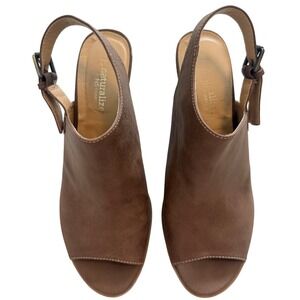 Naturalizer N5 Comfort Brown Slingback Peep Toe Block Heel Sandals Womens 9.5M